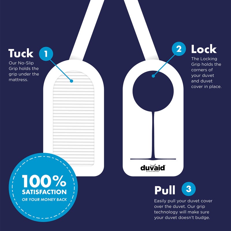 Mind Reader Duv-aid Duvet Cover Changer System, Time-Saving, Prevents Slipping, Easy to Use, Bedroom, Plastic, 2 Pcs, White. - Image 3